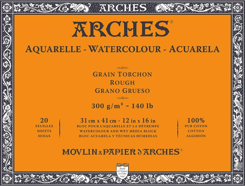 Arches Aquarelle 100% Thick 300g Gluing Pad 4L 31x41 20 Sheets Natural White, Cotton,Paper - Image 1